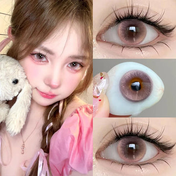 1 Pair Colored Contact Lenses with Prescription Purple Myopia Lenses Natural Lenses Korean Lenses Pink Pupil Makeup Lens